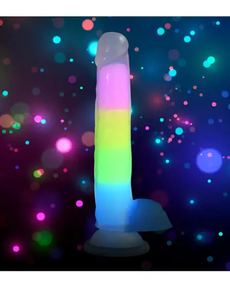 Lollicock Glow-in-the-Dark Rainbow Silicone Dildo 7"