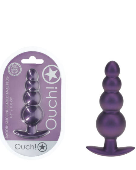 OUCH! Beaded Anal Plug - Metallic Purple