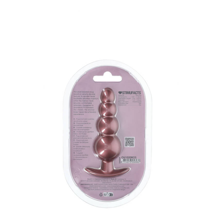 OUCH! Beaded Anal Plug - Rose Gold - Image 2