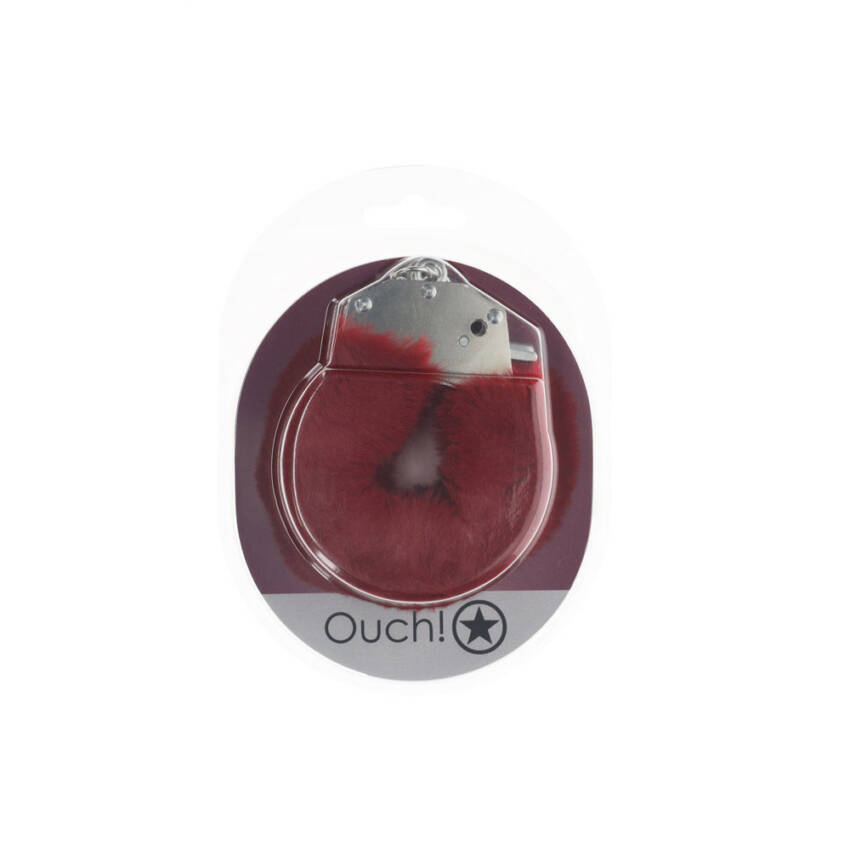 OUCH! Heavy-Duty Fluffy Cuffs - Burgundy - Image 2