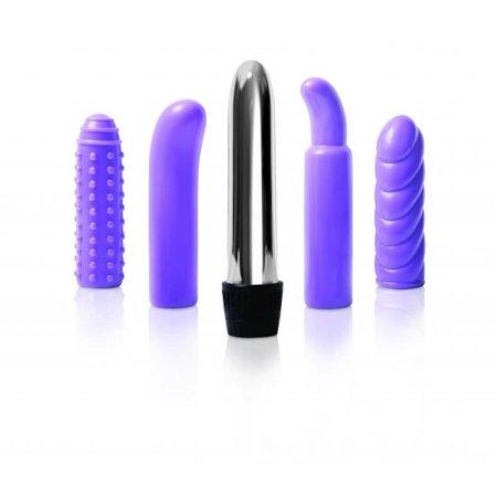 Evolved Multi Sleeve Vibrator Kit w/4 Textured Sleeves & Vibe