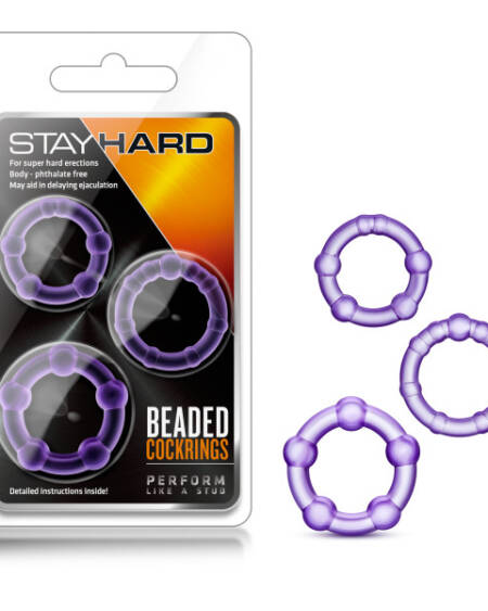 Stay Hard Beaded Cockrings-Purple Penile Ring