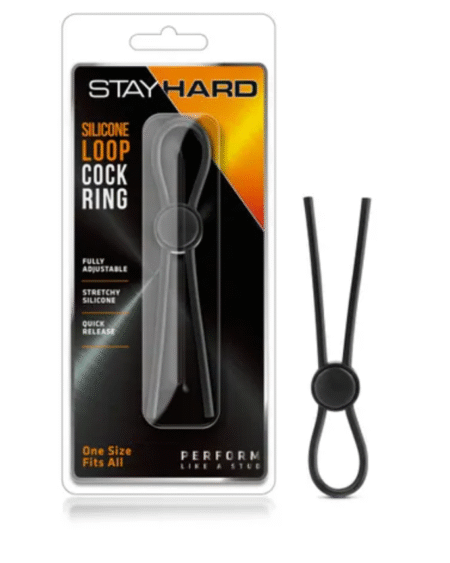 Stay Hard Silicone Loop Cock Ring - Black