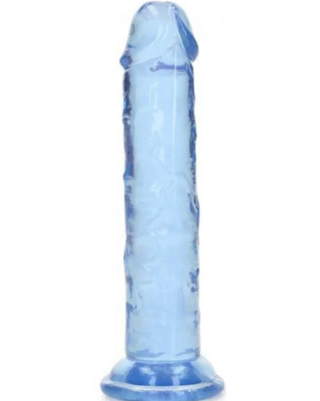 Realrock Crystal Clear Dildo 6" Inch Straight No Balls - Blue