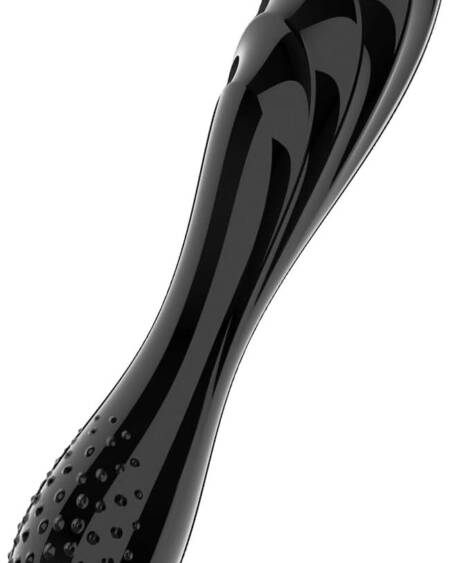 Satisfyer Dazzling Crystal 1 | Glass Dildo | Hot & Cold Temperature Play | Double-Ended| 2 Textured Shafts | G-Spot Stimulation | Unisex (Black)