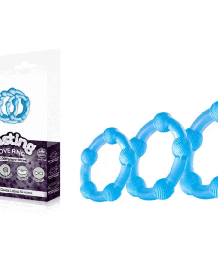 Lasting Love Cock Ring 3 Piece Set - Blue