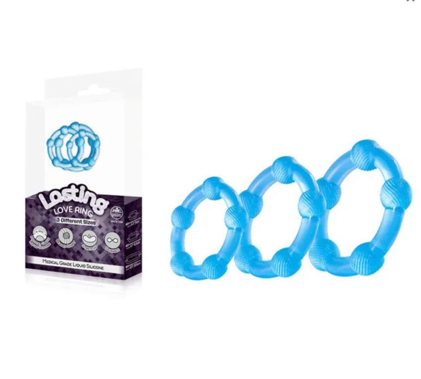 Lasting Love Cock Ring 3 Piece Set - Blue