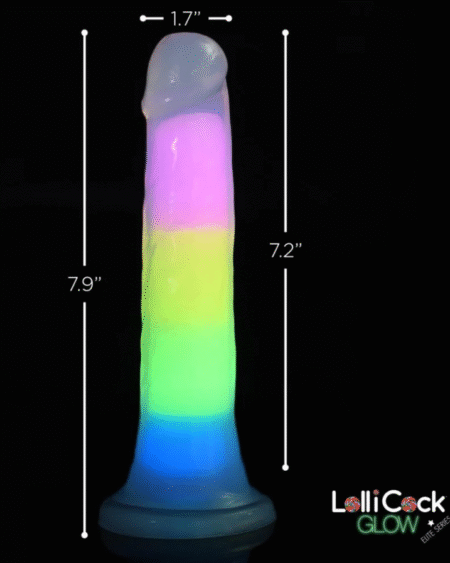 7 Inch Glow-in-the-Dark Rainbow Silicone Dildo