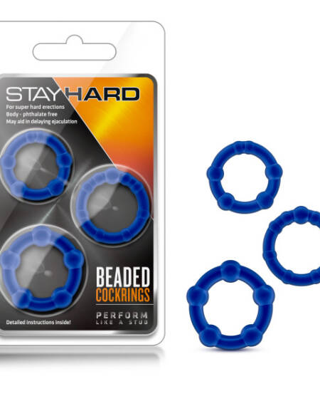 Stay Hard Beaded Cockrings - Blue