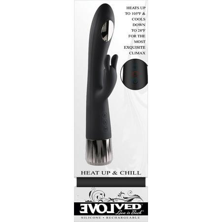 Evolved Heat Up & Chill Rechargeable Heating/Cooling Silicone Rabbit Vibrator Black