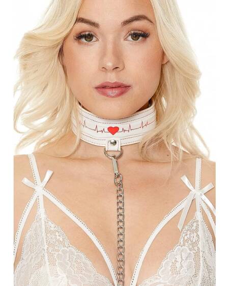 Shots Collar with Leash-OU539WHT White
