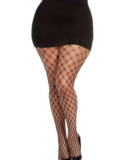 Dreamgirl Plus Size Double Knitted Fence Net Pantyhose