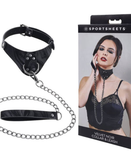 SPORTSHEETS Velvet Noir Collar & Leash