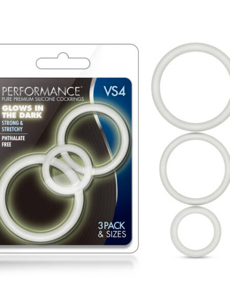 Performance VS4 Silicone Cockrings - 3 Size, Glow in the Dark