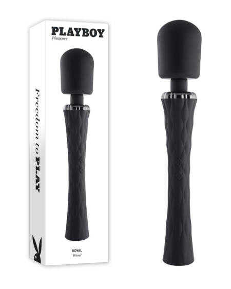 Playboy Royal Rechargeable Silicone Wand Vibrator Black