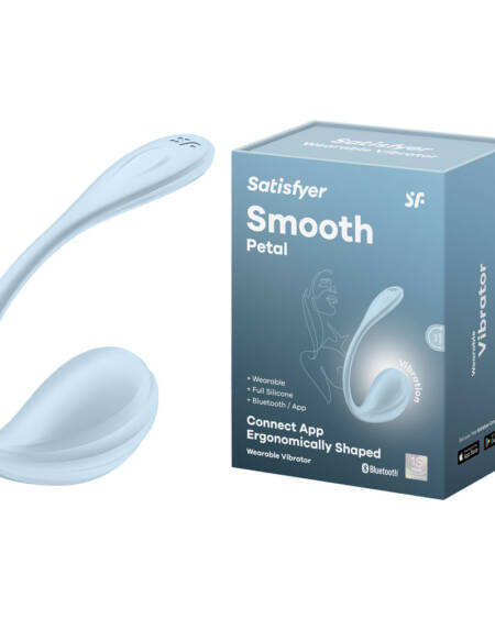 Satisfyer Smooth Petal Connect App | 11 cm | G-Spot Vibrator | Portable Vibrator | Rechargeable | Waterproof (IPX7) | Skin-Friendly Silicone (Blue)