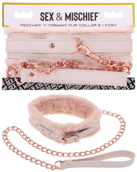 Sex & Mischief Peaches Creame Fur Collar & Leash