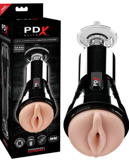 Flesh USB Rechargeable Vibrating Pussy Stroker with Suction Base