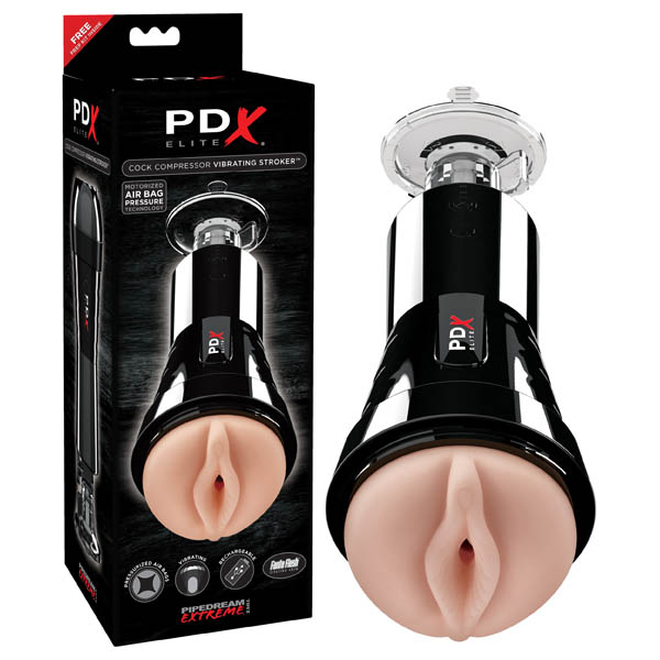 Flesh USB Rechargeable Vibrating Pussy Stroker with Suction Base