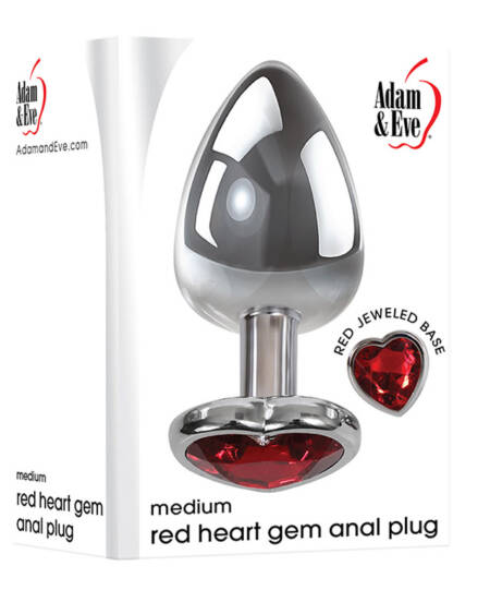 Adam and Eve Red Hearts Gem Anal Plug