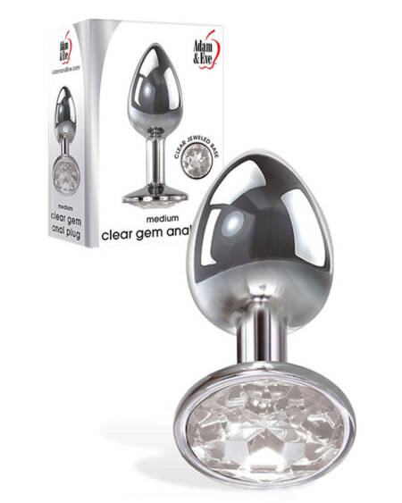 Adam & Eve Medium Gem Solid Metal Anal Plug with Safety Base, 3.25