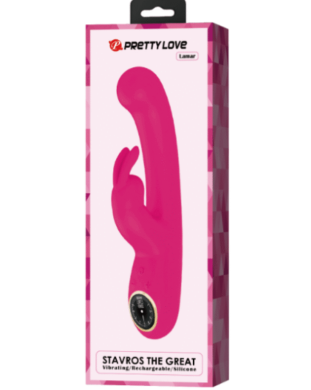 'Lamar' Pink Silicone vibrator, digital LED display, 10 functions of vibration, USB rechargeable (1)