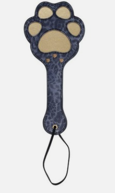 Sex & Mischief Cougar Paw Paddle - Navy Blue/Gold Spanking Paddle