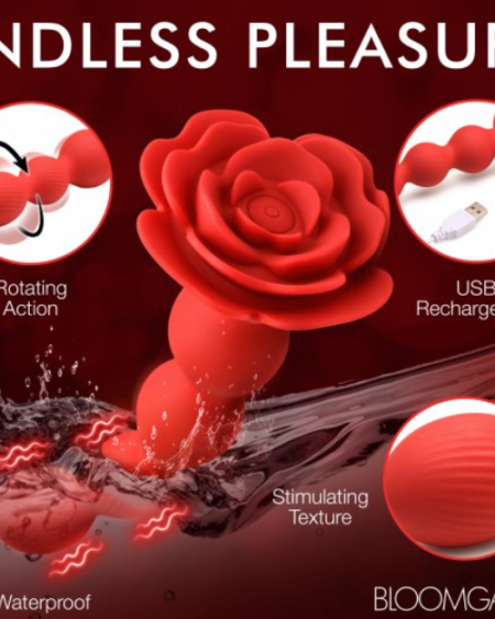 Bloomgasm 10X Rose Twirl Vibrating and Rotating Silicone Anal Beads