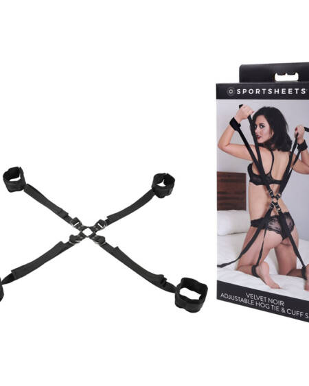 Adjustable Hog Tie & Cuff Set in Velvet Noir by Lubilicious Lube