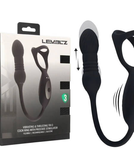 LEVELZ Vibrating & Thrusting TriO Cock Ring with Prostate Stimulator