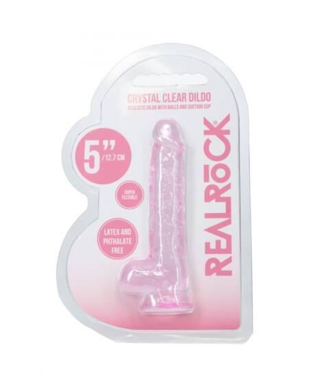REALROCK 5'' Crystal Clear Dildo with Balls - Pink