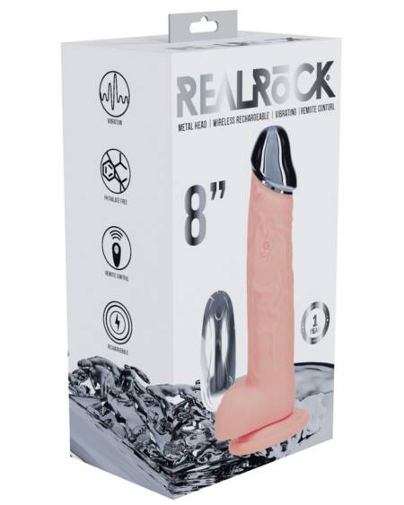 REALROCK Metal Head 8'' Rechargeable Dildo - Flesh