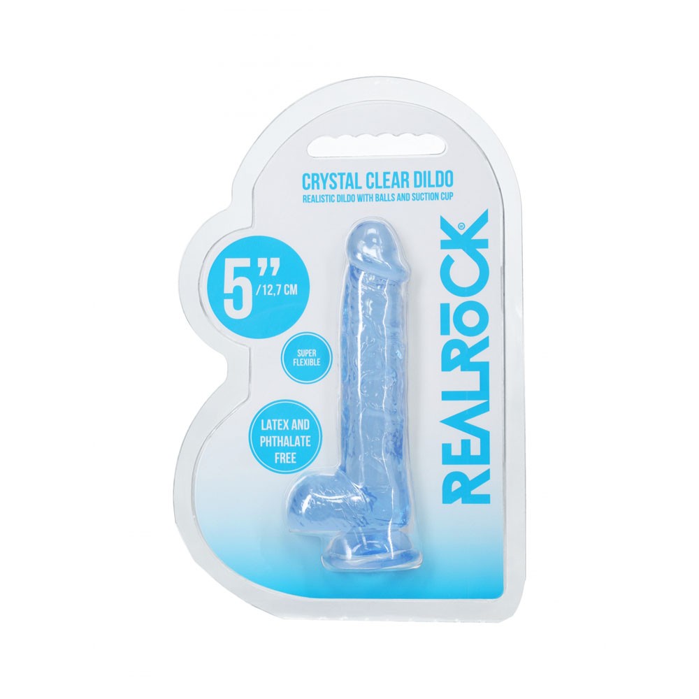 REALROCK 5'' Crystal Clear Dildo with Balls - Blue
