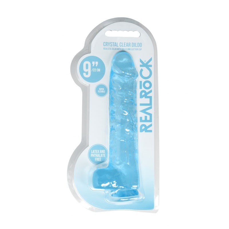 REALROCK Realistic Dildo With Balls 9Inch - Blue