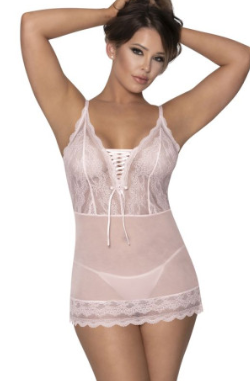 Exposed Lace Chemise and G-String Blush 1-3XL
