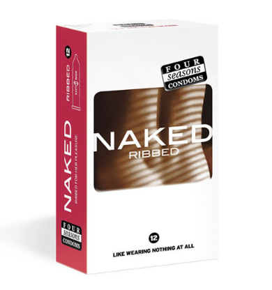 Condom Ultra Thin 12pk Naked Ribbed 52mm