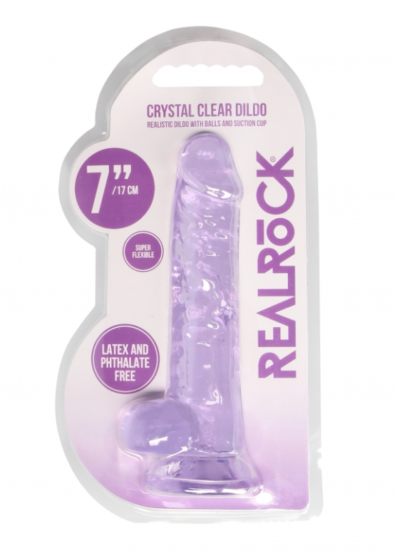 Realrock - 7 Inch / 17 cm Realistic Dildo With Balls - Purple