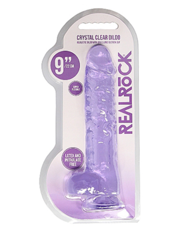 REALROCK Realistic Dildo With Balls 9Inch - Purple